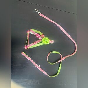 Martha Stewart Pink and Green Pet Adjustable Harness and Matching Leash